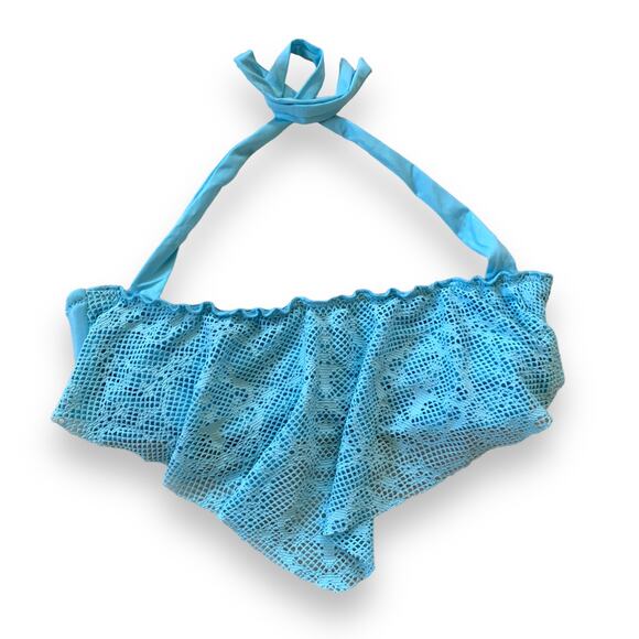 3/$20  Mossimo women's pastel blue crochet halter style bikini swim top SZ M - Picture 1 of 5